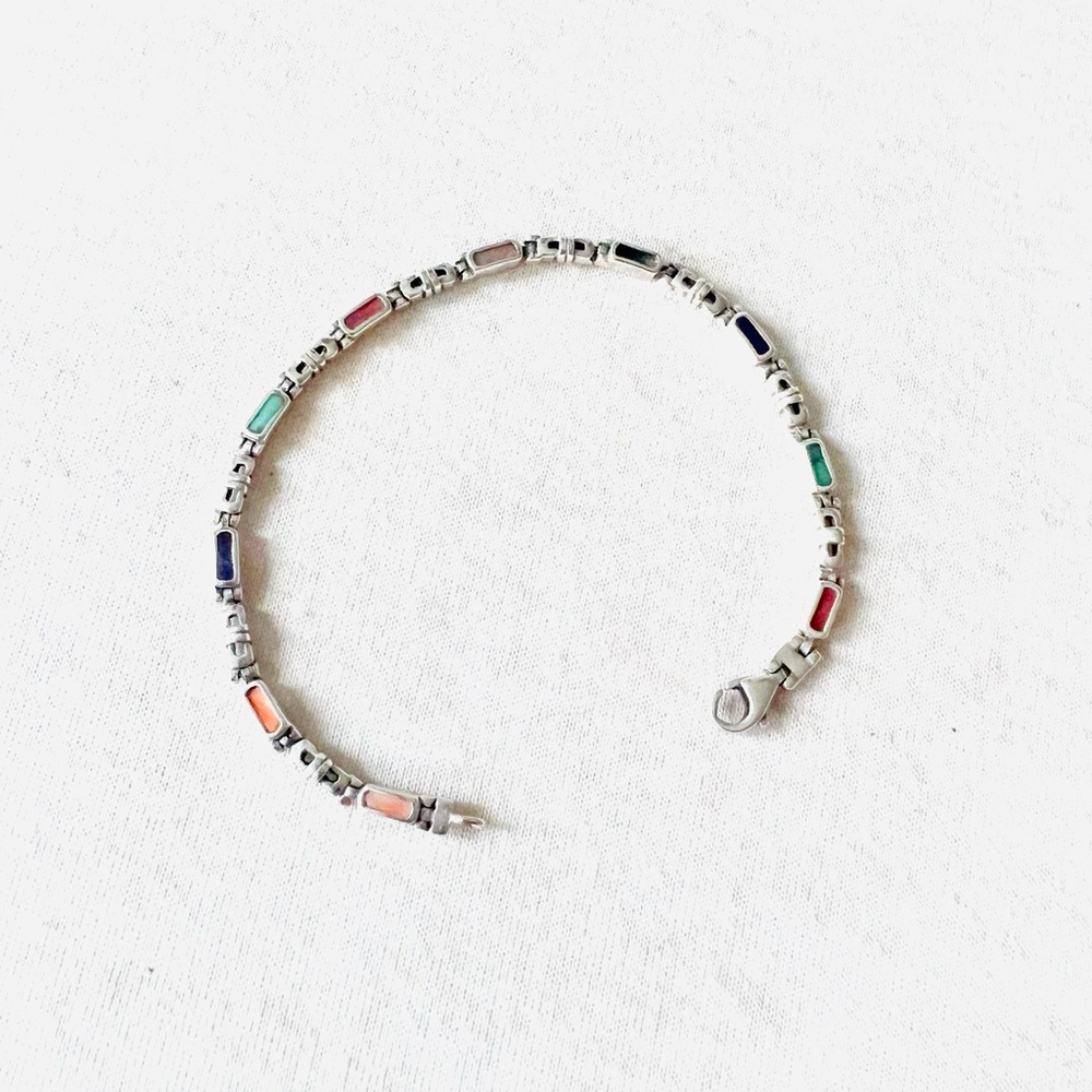 Vintage silver and crystal/stone link bracelet